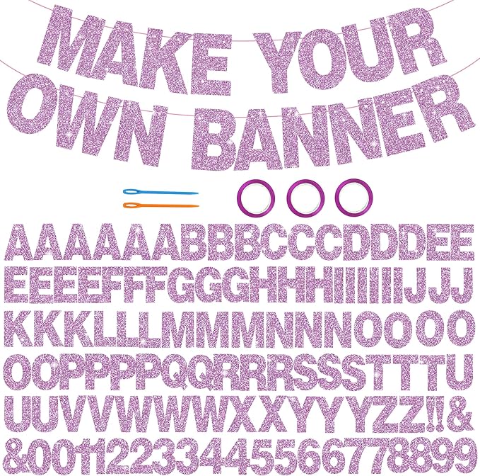 BEISHIDA 116 PCS A-Z Glitter Light Purple DIY Letter Banner Kit Make Your Own by Beishida