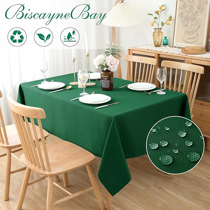 Biscaynebay Textured Fabric Christmas Tablecloths 70x108 Inches Rectangular - Image 2