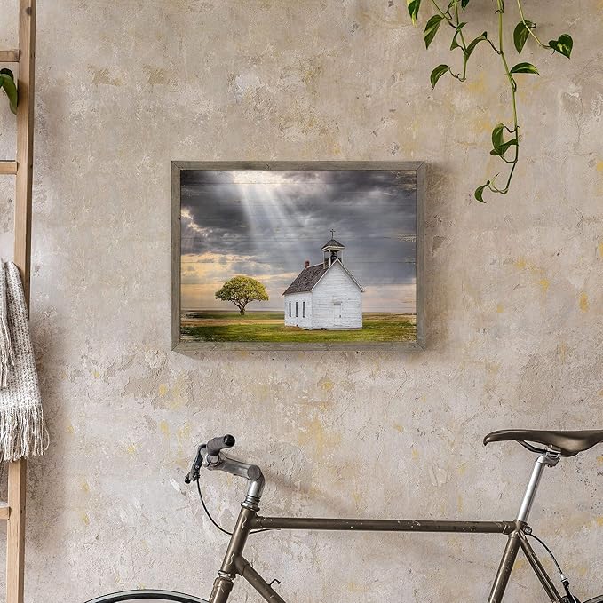 Beautiful Scene Wooden Art Framed: Little House under the Sun Wood Artwork - Image 5