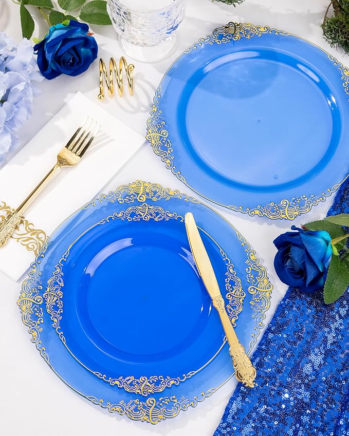 Nervure 350PCS Blue Plastic Plates - Image 5