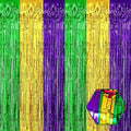 6 Pack Gold Green Purple Foil Fringe Curtain Backdrop, 3.28Ft x 8.2Ft Metallic by Ferwzsr