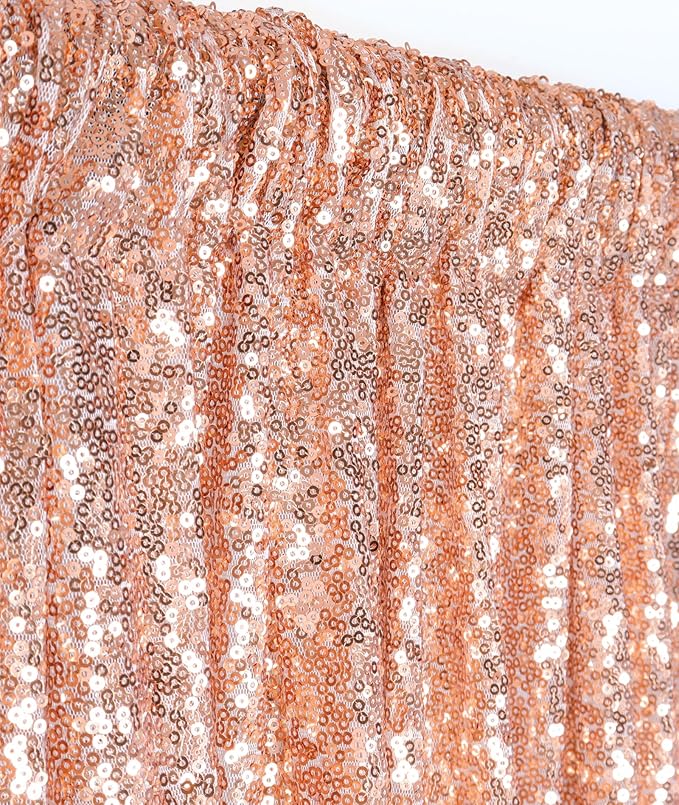 ShinyBeauty Sequin Curtains 2 Panels 4x10ft Rose Gold Backdrop Curtain Sequin - Image 5