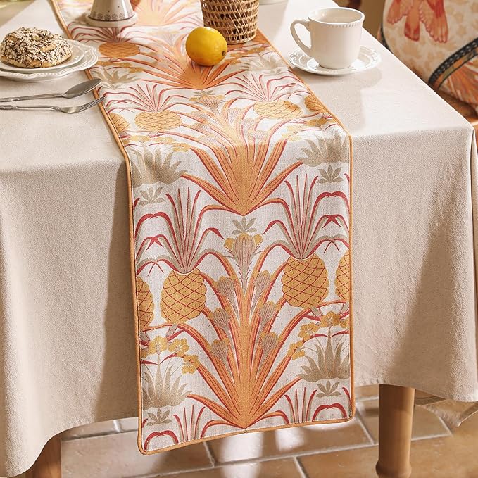 patdrea Designer Tropical Linen Table Runner 102 Inch Long, Decoration - Image 5
