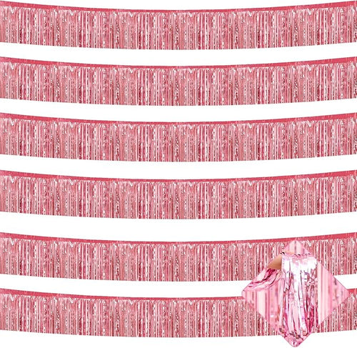 10 Pack 10 Feet Pink Foil Fringe Garland Metallic Tinsel Streamers Banner Wall by AIKENLIN