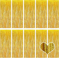 10 Pack Gold Backdrop Curtain 3.2ft x 8.2ft Metallic Tinsel Foil Fringe by Ohiyoo