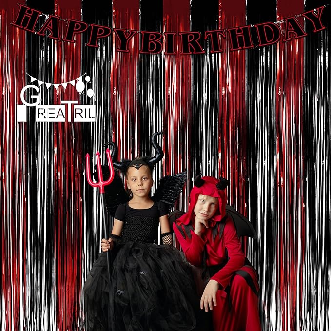 Black Red Party Streamers Backdrop - Image 7