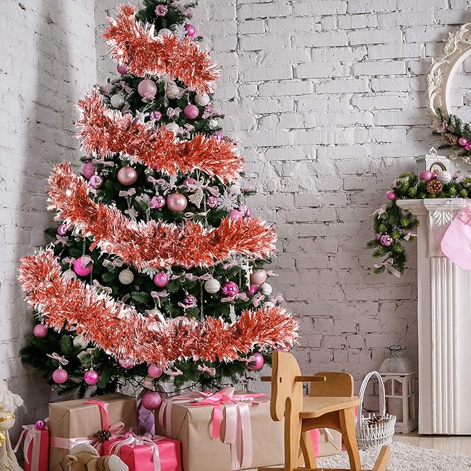72 Feet Christmas Tinsel Garland Shiny Metallic Tinsel Twist Garland Streamers - Image 6