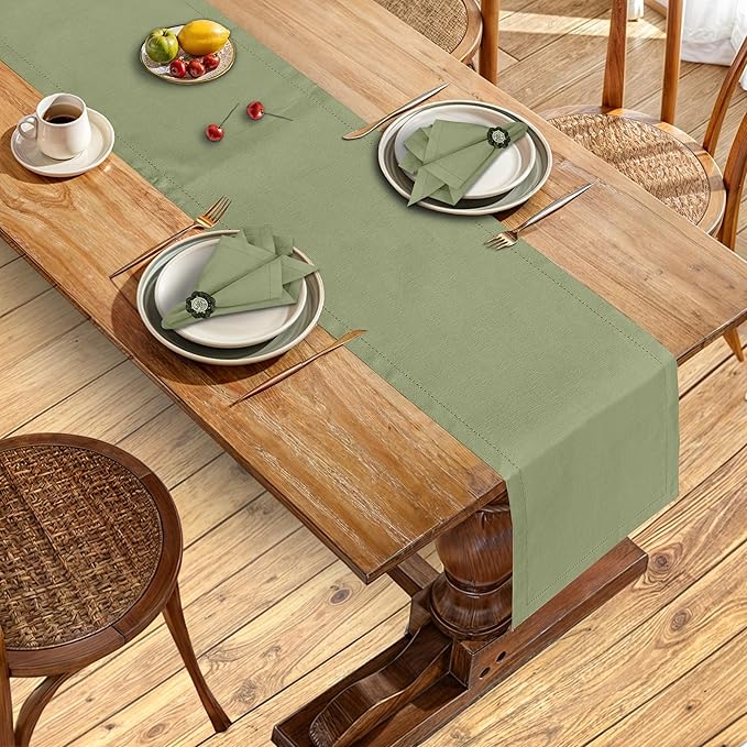 Ruvanti Linen Table Runner 90 Inches, Classic Hemstitch, Non-Slipping, Stain - Image 5