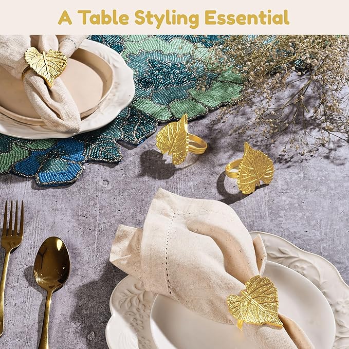 Elegant Handcrafted Leaf Napkin Rings - Image 8