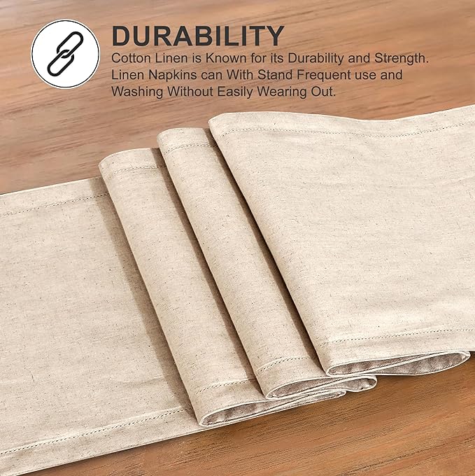 Ruvanti Linen Table Runner 72 Inches, Classic Hemstitch, Non-Slipping, Stain - Image 3