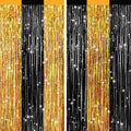 2Pack Black Gold Metallic Tinsel Foil Fringe Curtains, Door Streamers Photo by GCBPartyDecorations
