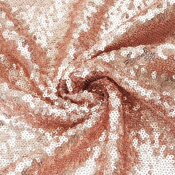 Eternal Beauty Rose Gold Sequin Backdrop, 6x6 Ft Glitter Background Curtains - Image 9
