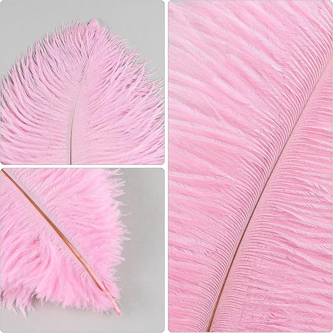 THARAHT Pink Ostrich Feathers 12pcs Natural Bulk 8-10Inch 20cm-25cm - Image 3