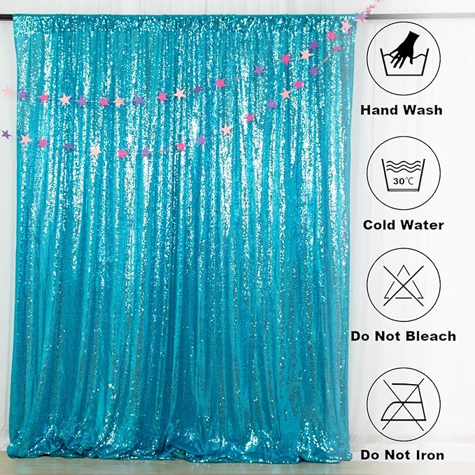 ShinyBeauty Turquoise Sequin Backdrop 10FTx10FT Photo Backdrop - Image 5