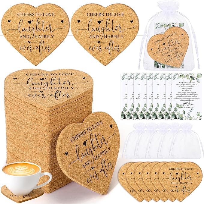 Uiifan 25 Set Wedding Favors for Guest Coaster Gifts Bulk Heart Shaped Coasters by Uiifan