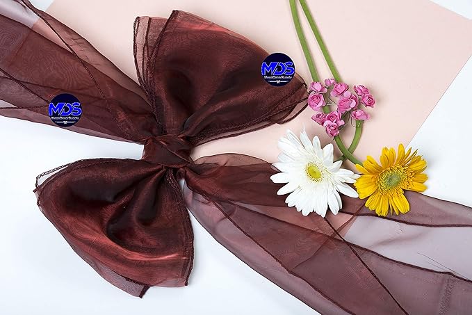 MDS Pack of 100 PCS Organza Chair Sashes Wider Dining Chair Bows Ribbon Tie Back - Image 7