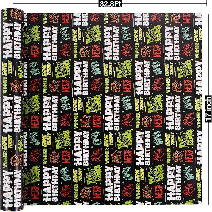 Aimyoo Gaming Birthday Wrapping Paper Roll - Image 3