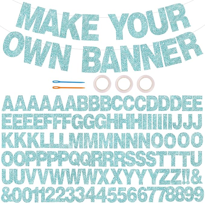 BEISHIDA 116 PCS Glitter Baby Blue DIY Letter Banner Kit Make Your Own by Beishida