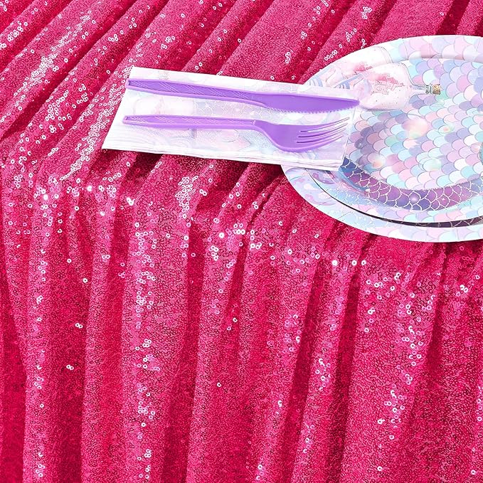 QueenDream Rectangular Sequin Tablecloth 90 x 132 inch Sparkly Patio Table Cloth - Image 3