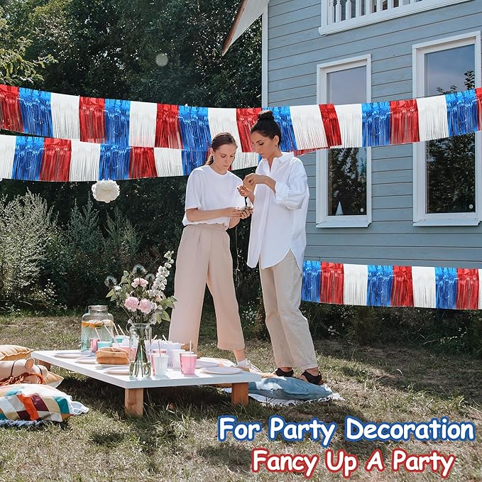 4 Pack 10 Feet Foil Fringe Garland Metallic Tinsel Streamers Banner Wall - Image 7