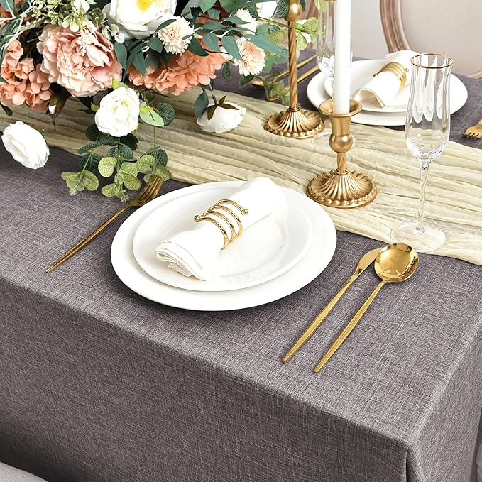 Fitable Square Table Cloth Linen Textured: Water & Stain Resistant Farmhouse - Image 3