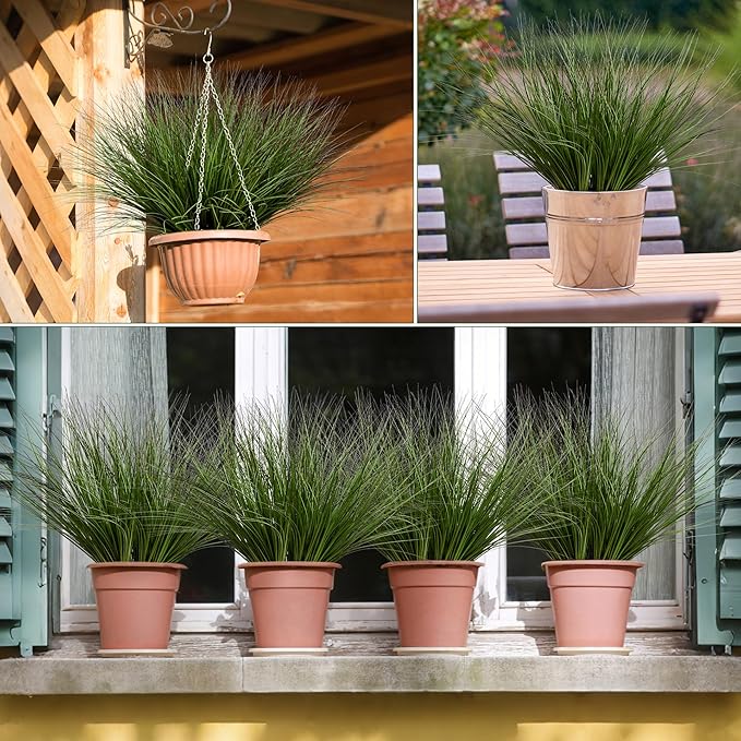 48PCS 17.3" Fake Plants Artificial Wheat Grass Greenery Plastic Plants Fake - Image 6