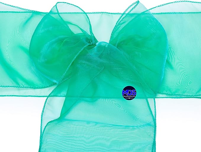 MDS Pack of 75 PCS Organza Chair Sashes Wider Dining Chair Bows Ribbon Tie Back - Image 5