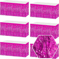 6Pack 29 x108 Inch Rose Red Wave Foil Fringe Table Skirts Metallic Banner by Ferwzsr