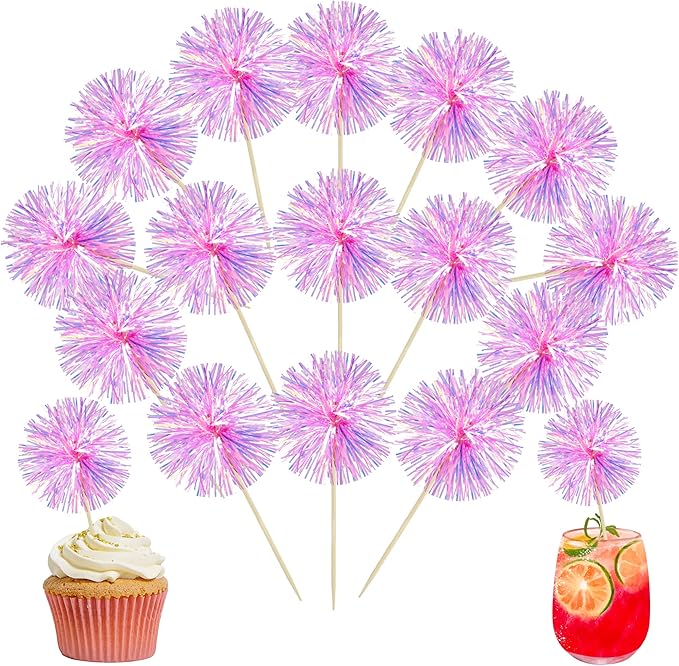 Ephlyn 30Pcs Foil Firework Cupcake Toppers Party Birthday Cake Toppers Supplies by Ephlyn