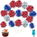 Ephlyn 30Pcs Foil Firework Cupcake Toppers Sparkle Tinsel Cupcake Picks Happy by Ephlyn