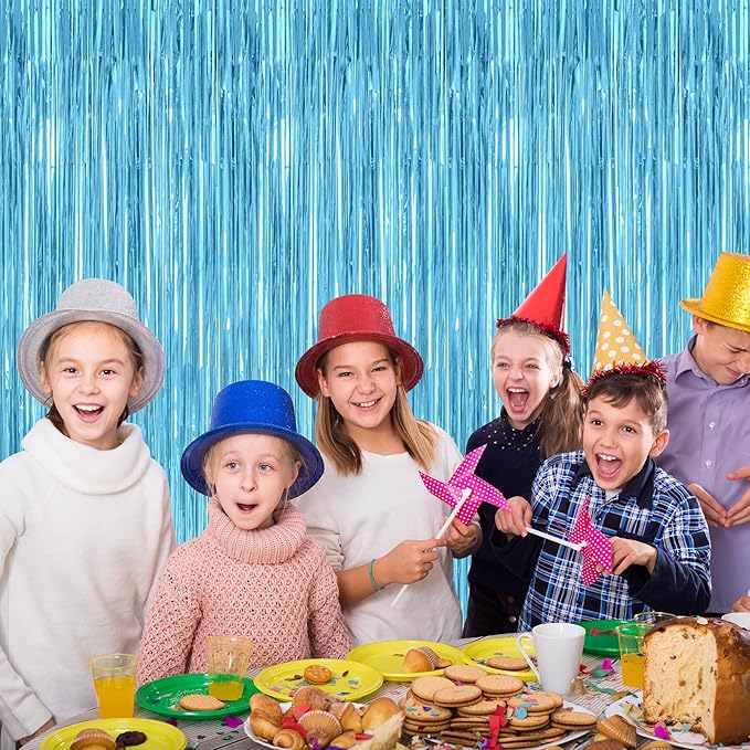 8 Pack Party Decorations, 3.28 FT x 7.05 FT Party Streamer, Metallic Sky Blue - Image 6