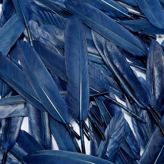 FeelfunFeather 120pcs Navy Blue Goose Cochettes Feather Natural Bulk 4-6 inch - Image 5