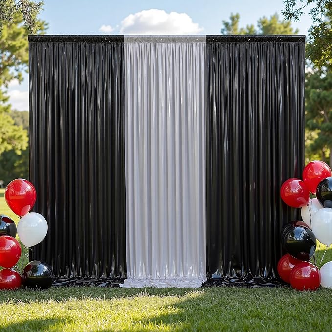 20ftx10 ft Black Glitter Sequin Backdrop Curtain - Image 9