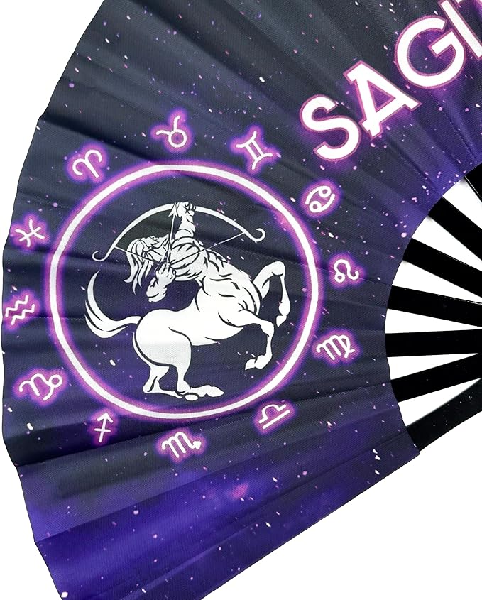 DeFlare | Cosmic Zodiac Rave Fan | Zodiac Sign Hand Fan | Astrology Rave Fan | - Image 2