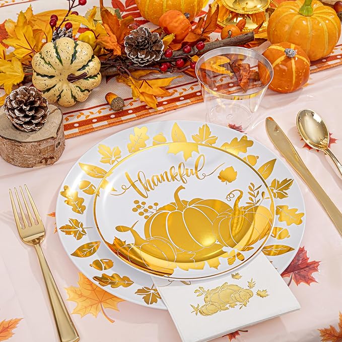 Festiva 176Pcs Thanksgiving Plastic Plates - Image 3