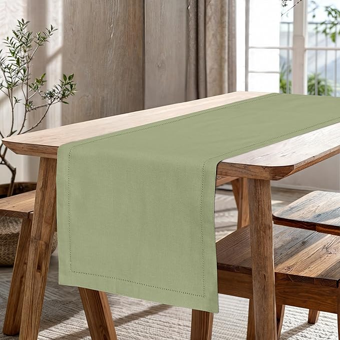 Ruvanti Linen Table Runner 72 Inches, Classic Hemstitch, Non-Slipping, Stain - Image 9