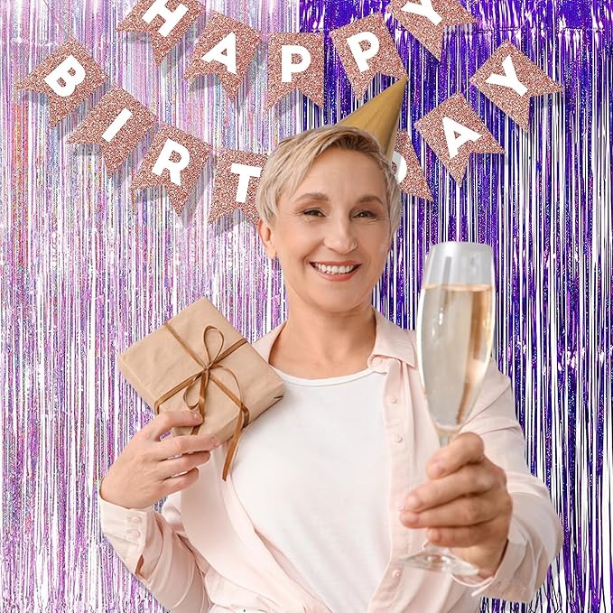 BRAVESHINE 1 Purple 1 Pink Streamers Party Photo Backdrop - Image 3