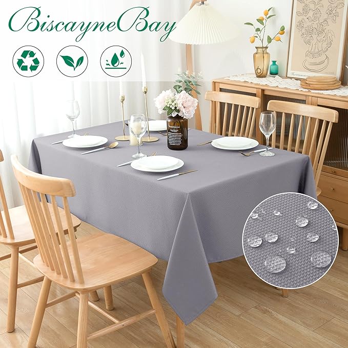 Biscaynebay Textured Fabric Tablecloths 70x108 Inches Rectangular, Wedding and - Image 2