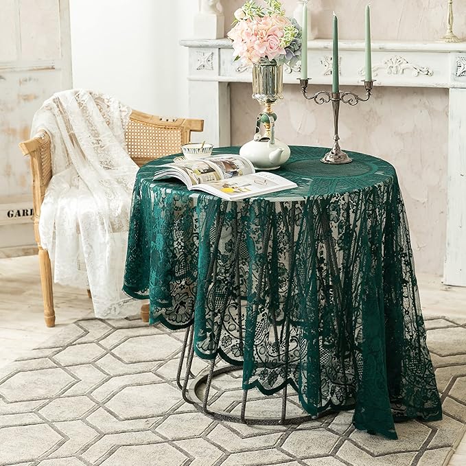 Gorgeous Round Lace Tablecloth, Vintage Floral Embroidered Table Cloths - Image 5