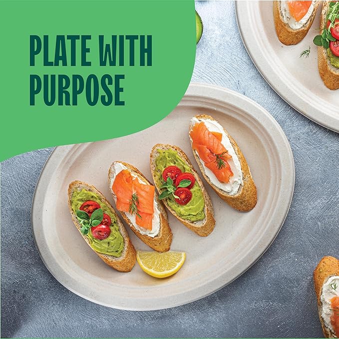 100% Compostable Oval Paper Plates - Image 3