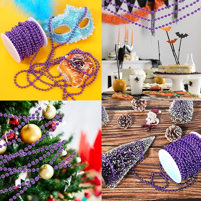 Faux Purple Pearl Beads Garland - 6mm Christmas Tree Beads 22 Yards Spool Pearl - Image 7