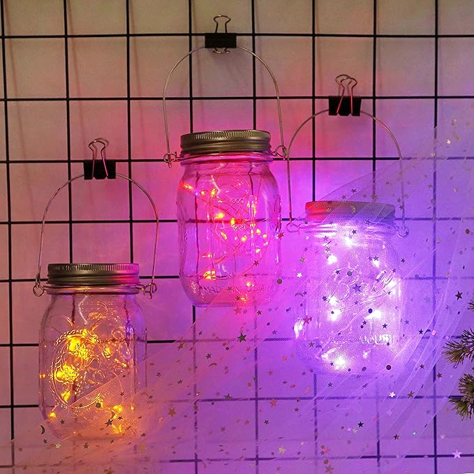 Decorman Solar Mason Jar Lid Lights, 6 Pack 20 LED Waterproof String Fairy Star - Image 5