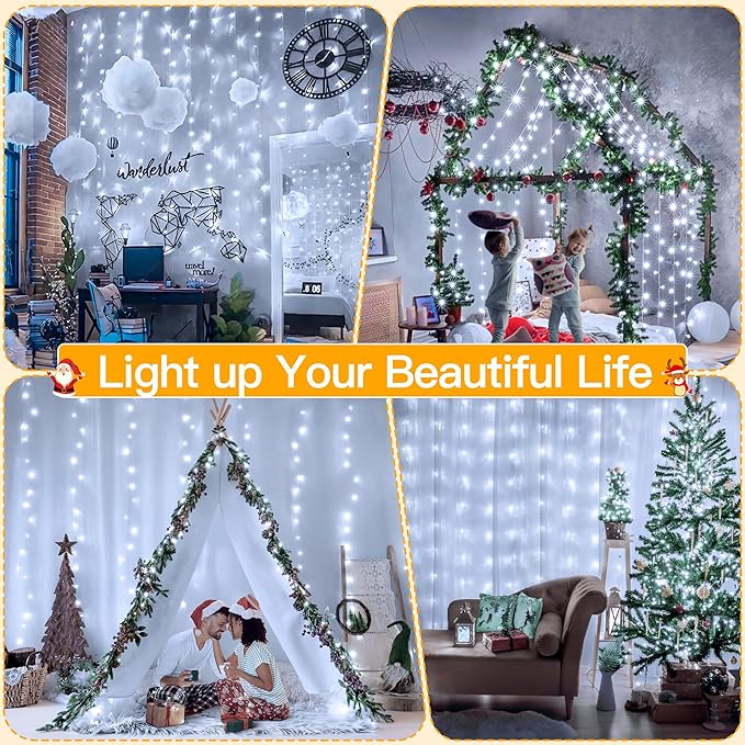 Ollny 300 LED 9.8ftx9.8ft Outdoor Waterproof Christmas Curtain Lights - Image 3