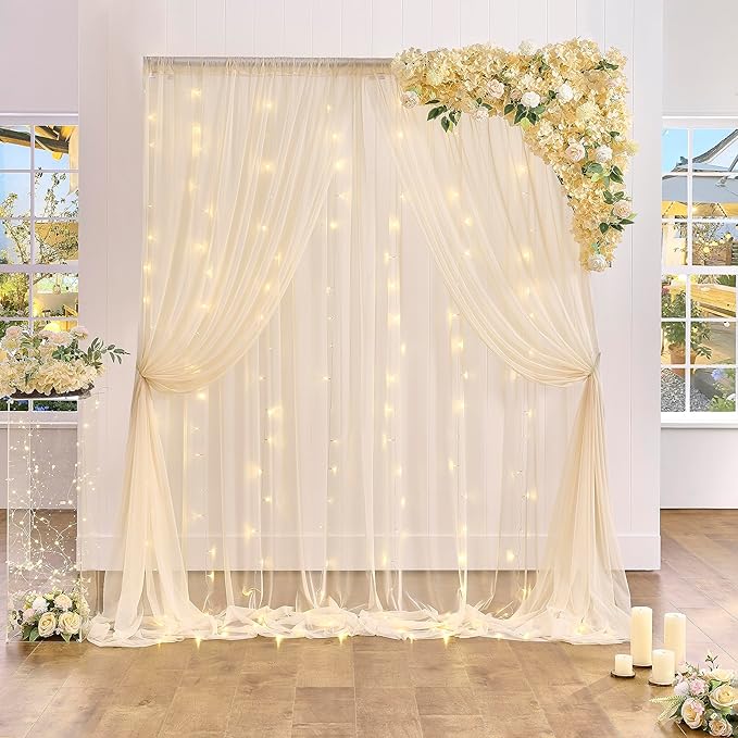 Champagne Sheer Backdrop Curtains - Image 4