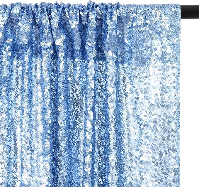 Eternal Beauty Baby Blue Sequin Backdrop, 8x10 Ft Glitter Background Curtains - Image 6
