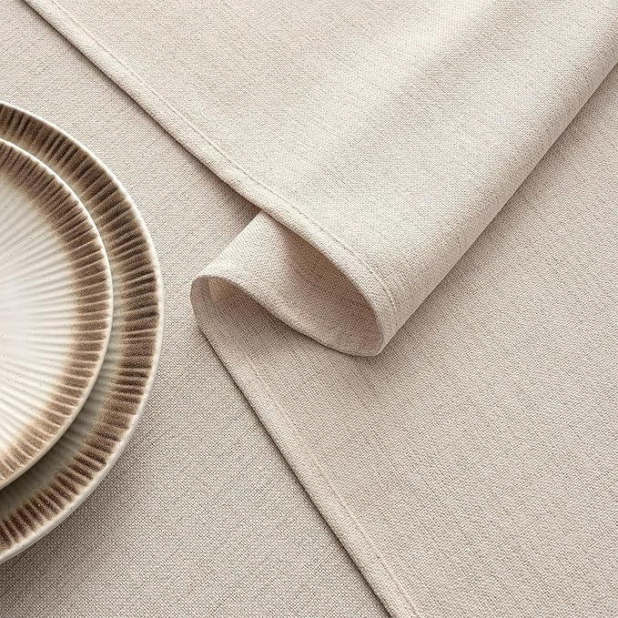MIULEE Ivory Linen Tablecloth 60x84 Inch Rectangle Table Cloth Waterproof - Image 3