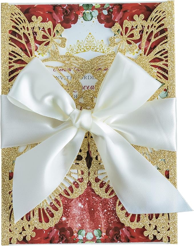 20 PCS 5.12x7.2 Butterfly Quinceanera Invitation, Laser Cut Wedding Invitation - Image 7