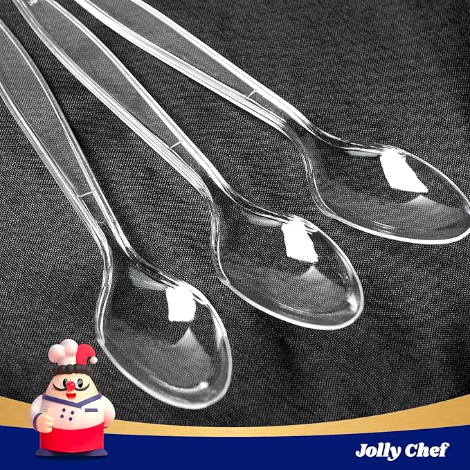 JOLLY CHEF 300 Count Clear Plastic Teaspoons Heavy Duty, 6.54" Heat Resistant - Image 4
