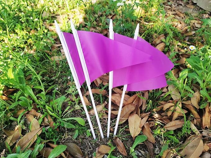 12 Pack Purple Pennant Flags Small Mini Hand Held Solid Color Pennant On Sticks - Image 7