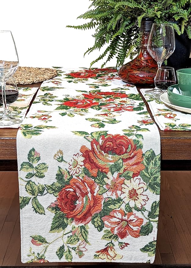 Tache Sweet Roses Spring Summer Traditional Country Vintage White Red Floral - Image 6